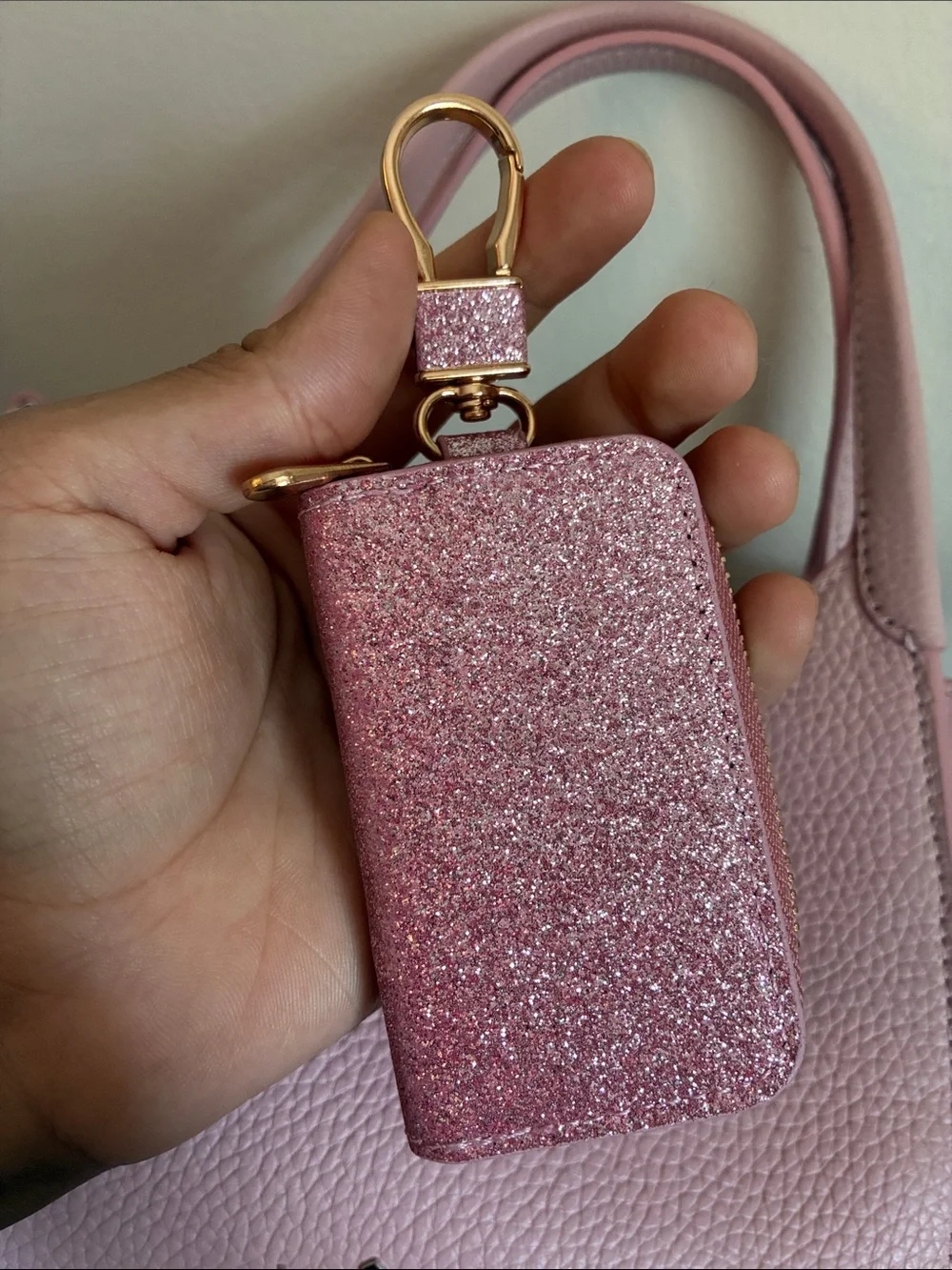 Glitter Pink Key Holder Pouch